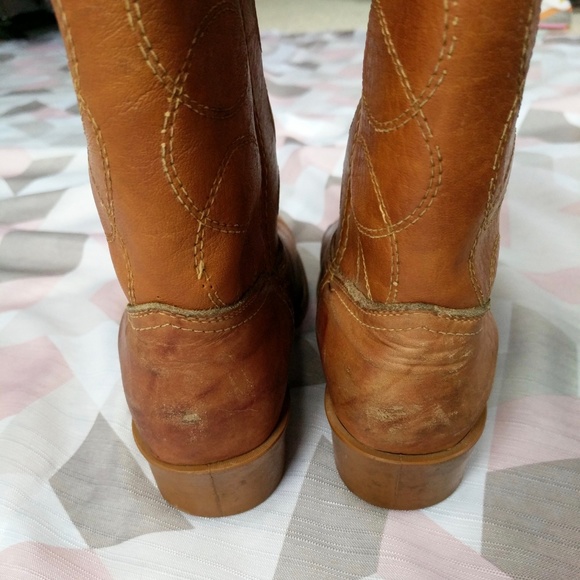 Acme Cowboy Western Boots Tan Leather Size 7 - Picture 4 of 8